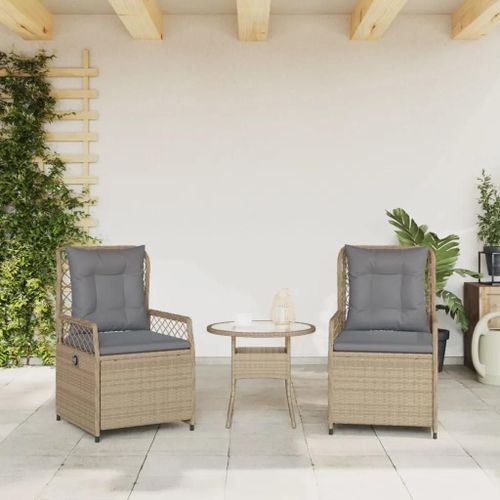 Prolenta Premium - Chaises Inclinables De Jardin Lot De 2 Beige Résine Tressée