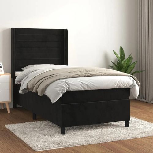 Prolenta Premium - Sommier à lattes de lit avec matelas Noir 100x200 cm Velours