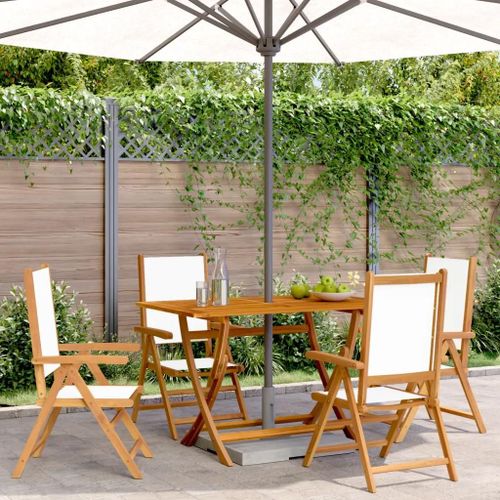 Prolenta Premium - Chaises Inclinables De Jardin Lot De 4 Tissu Et Bois Massif