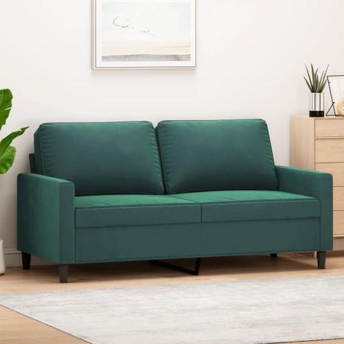 Prolenta Premium - Canapé À 2 Places Vert Foncé 140 Cm Velours