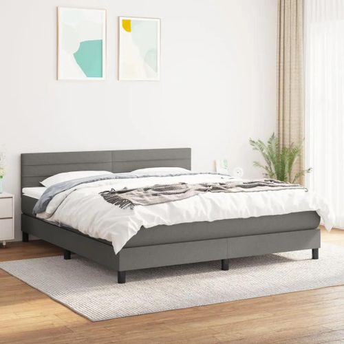 Prolenta Premium - Sommier à lattes de lit avec matelas Gris foncé 180x200cm Tissu