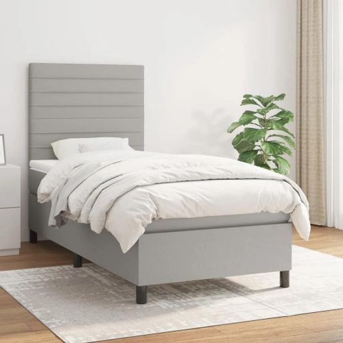 Prolenta Premium - Sommier à lattes de lit et matelas Gris clair 90x190 cm Tissu
