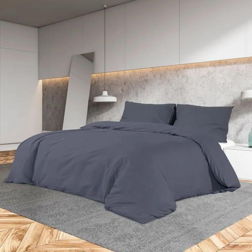 Prolenta Premium - Ensemble De Housse De Couette Anthracite 260x240 Cm Microfibre