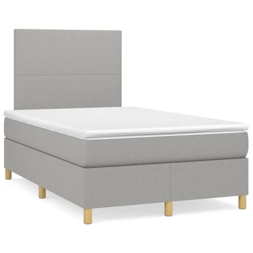 Prolenta Premium - Sommier à lattes de lit et matelas gris clair 120x190 cm tissu