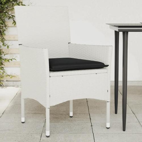 Prolenta Premium - Chaises De Jardin Avec Coussins Lot De 2 Blanc Résine Tressée