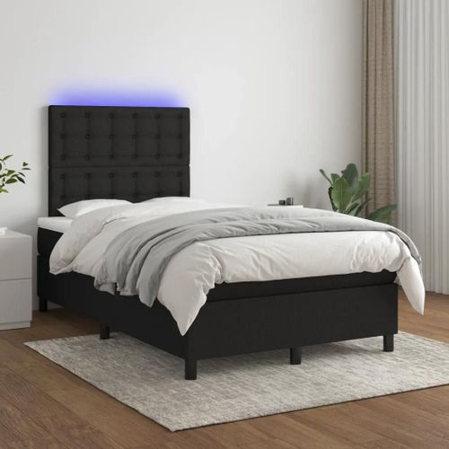 Prolenta Premium - Sommier à lattes de lit et matelas et LED Noir 120x200 cm Tissu