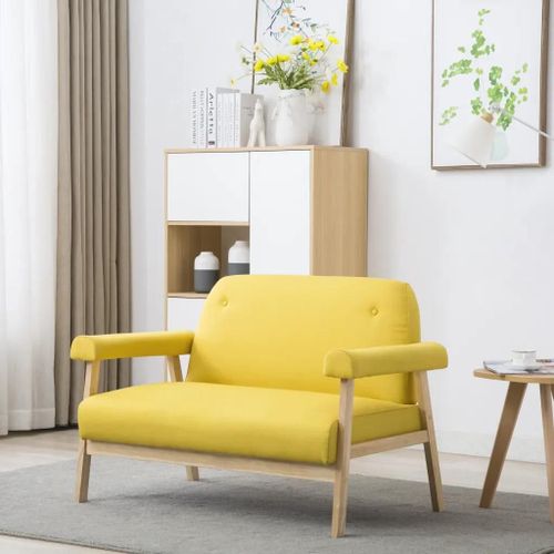 Prolenta Premium - Canapé À 2 Places Tissu Jaune