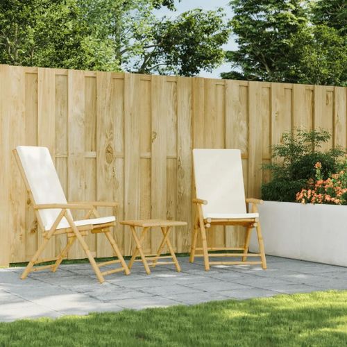 Prolenta Premium - Chaises Inclinables De Jardin Pliantes Lot De 2 Coussins Bambou