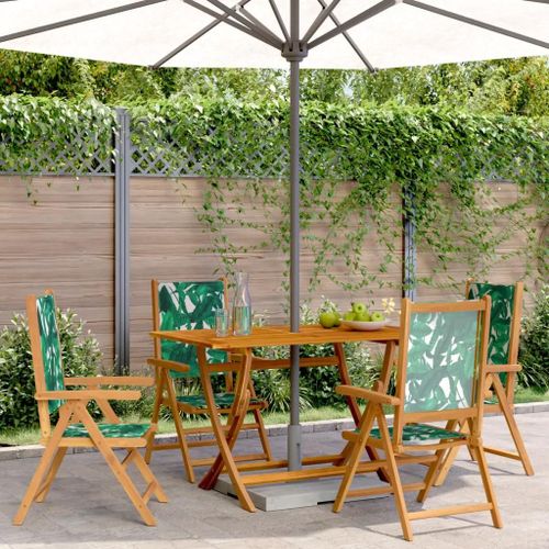Prolenta Premium - Chaises Inclinables De Jardin Lot De 4 Vert Tissu Bois Massif