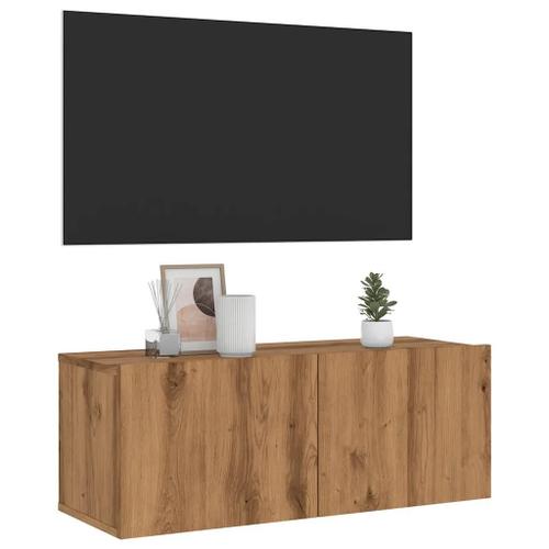 Prolenta Premium - Meuble Tv Mural Chêne Artisanal 80x30x30 Cm Bois D'ingénierie