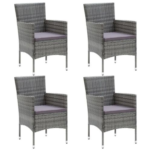 Prolenta Premium - Chaises À Manger De Jardin Lot De 4 Résine Tressée Gris