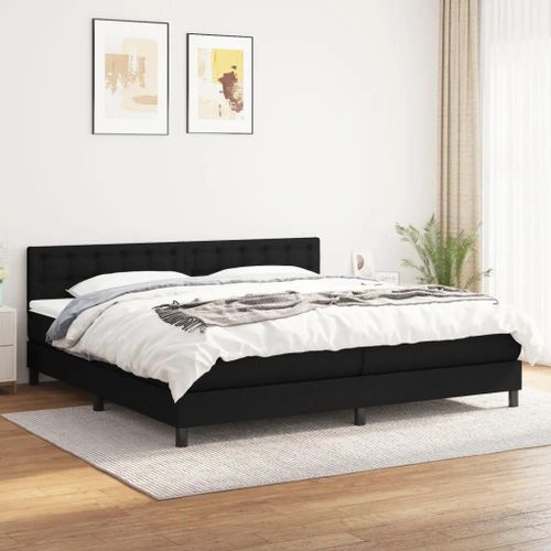 Prolenta Premium - Sommier à lattes de lit avec matelas Noir 200x200 cm Tissu