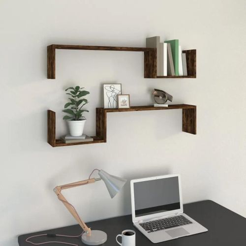 Prolenta Premium - Étagères Murales 2 Pcs Chêne Fumé 100x15x20cm Bois D¿Ingénierie