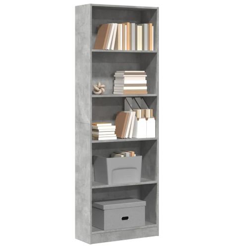 Prolenta Premium - Bibliothèque Gris Béton 60x24x176 Cm Bois D'ingénierie