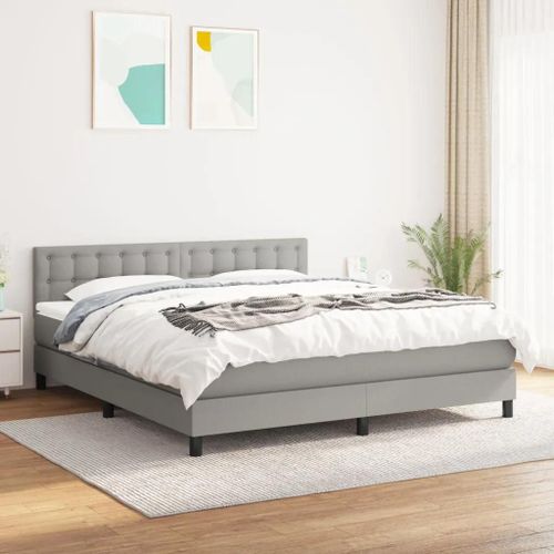 Prolenta Premium - Sommier à lattes de lit avec matelas Gris clair 160x200cm Tissu