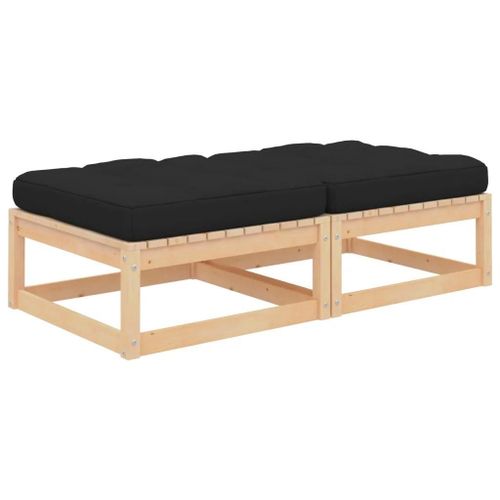 Prolenta Premium - Repose-Pieds De Jardin Avec Coussins Lot De 2 Pin Massif