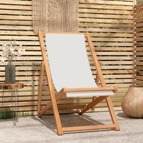Prolenta Premium - Chaise De Terrasse Teck 56x105x96 Cm Couleur Crème