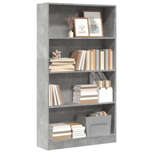 Prolenta Premium - Bibliothèque Gris Béton 80x24x143 Cm Bois D'ingénierie
