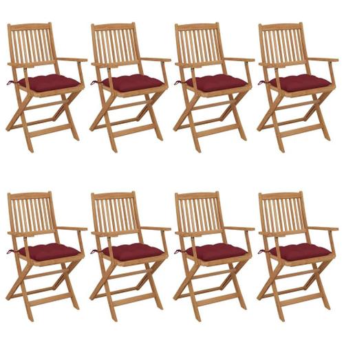 Prolenta Premium - Chaises Pliables De Jardin Lot De 8 Avec Coussins Bois D'acacia