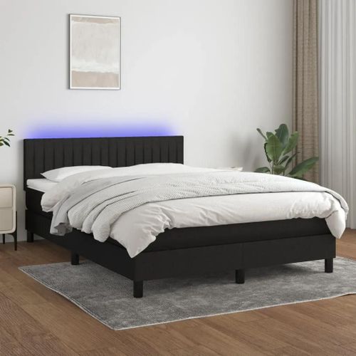 Prolenta Premium - Sommier à lattes de lit avec matelas LED Noir 140x200 cm Tissu