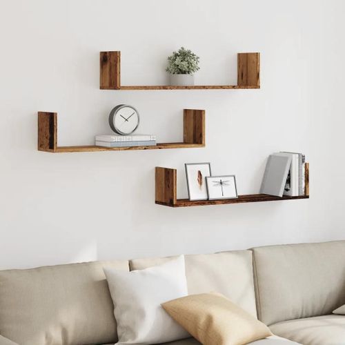 Prolenta Premium - Étagères Murales 3 Pcs Vieux Bois 80x18x18 Cm Bois D'ingénierie