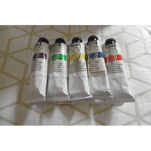 Peinture Acrylique Tube De 37ml Pebeo Lot De 5 Assorties Colis 14