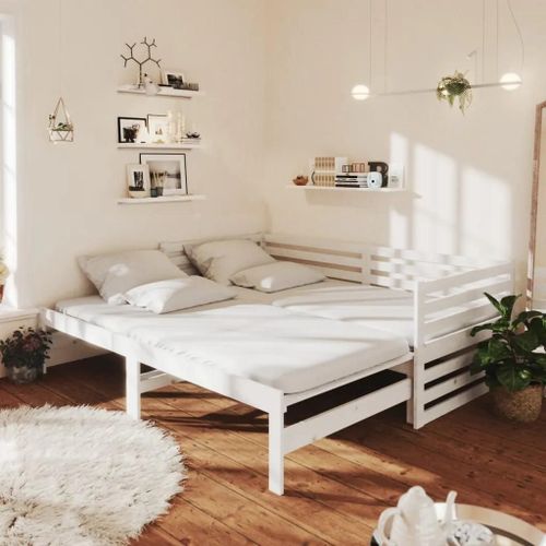 Prolenta Premium - Lit coulissant sans matelas blanc 2x(90x200) cm