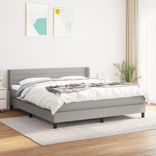Prolenta Premium - Sommier à lattes de lit avec matelas Gris clair 180x200cm Tissu