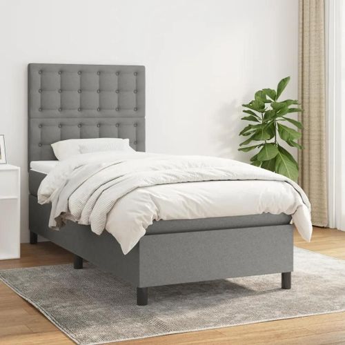 Prolenta Premium - Sommier à lattes de lit avec matelas Gris foncé 80x200 cm Tissu
