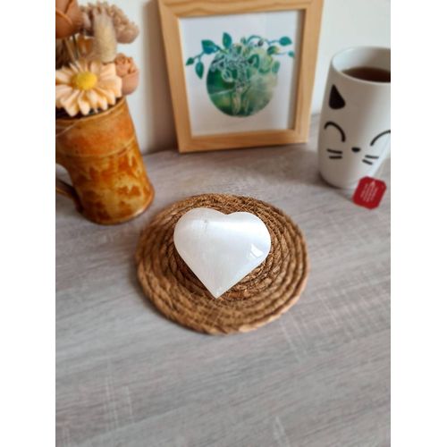 Coeur En Sélénite Blanche - 8 Cm -