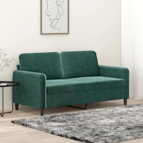 Prolenta Premium - Canapé À 2 Places Vert Foncé 140 Cm Velours