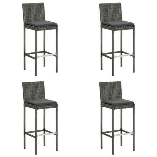 Prolenta Premium - Tabourets De Bar De Jardin Et Coussins Lot De 4 Résine Tressée