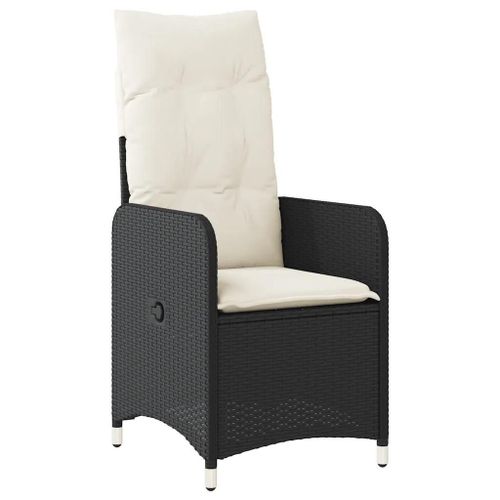 Prolenta Premium - Ensemble De Bistro De Jardin 9 Pcs Coussins Noir Poly Rotin