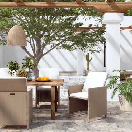 Prolenta Premium - Chaises À Manger De Jardin Et Coussins Lot De 4 Beige Rotin