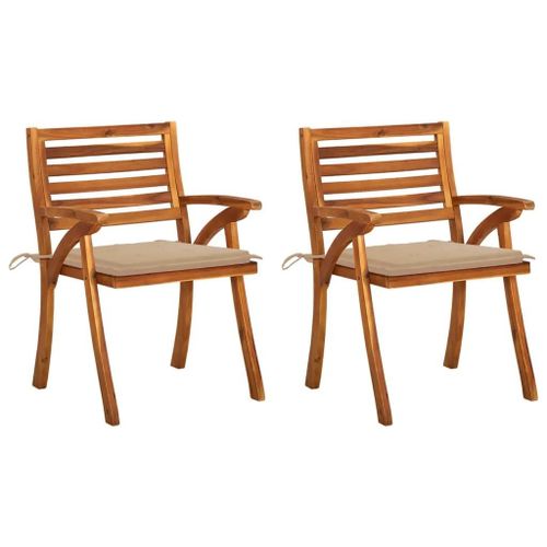 Prolenta Premium - Chaises À Manger De Jardin Avec Coussins Lot De 2 Acacia Massif