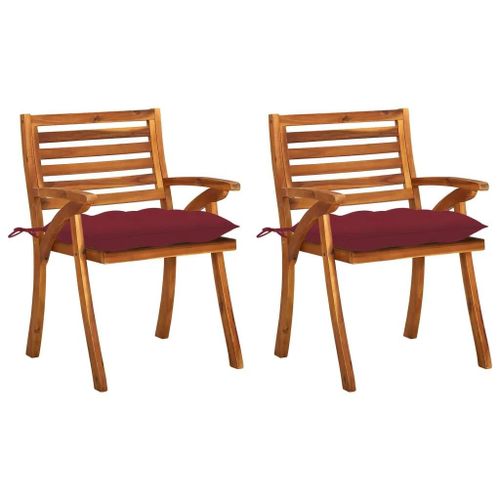 Prolenta Premium - Chaises À Manger De Jardin Avec Coussins Lot De 2 Acacia Massif