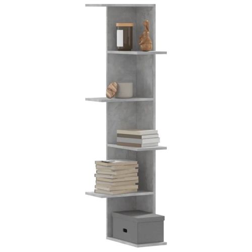 Prolenta Premium - Étagère D'angle Murale Gris Béton Bois D'ingénierie
