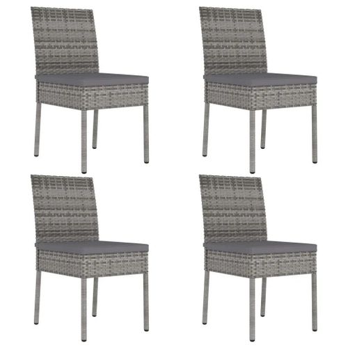 Prolenta Premium - Chaises À Manger De Jardin Lot De 4 Résine Tressée Gris