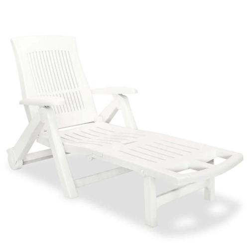 Prolenta Premium - Chaise Longue Avec Repose-Pied Plastique Blanc