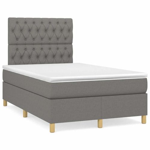 Prolenta Premium - Sommier à lattes de lit matelas LED gris foncé 120x190 cm tissu
