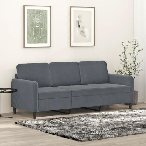 Prolenta Premium - Canapé À 3 Places Gris Foncé 180 Cm Velours