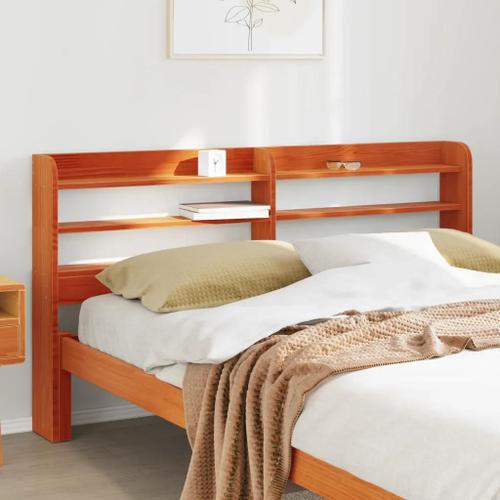 Prolenta Premium - Tête De Lit Avec Étagères Marron Cire 140 Cm Bois Massif De Pin