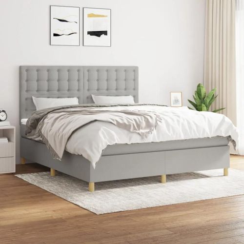 Prolenta Premium - Sommier à lattes de lit avec matelas Gris clair 160x200cm Tissu