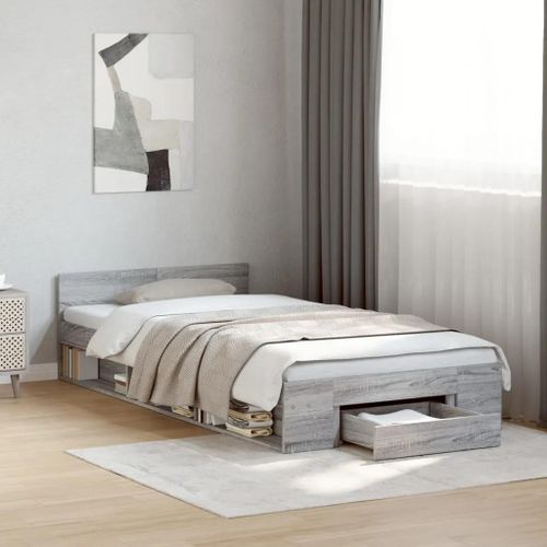 Prolenta Premium - Cadre de lit avec tiroir sans matelas sonoma gris 90x190 cm