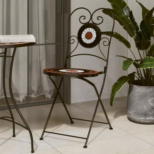 Prolenta Premium - Chaises De Bistro Pliables Lot De 2 Terre Cuite Blanc Céramique