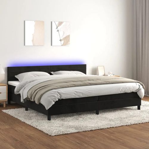 Prolenta Premium - Sommier à lattes de lit avec matelas et LED Noir 200x200 cm