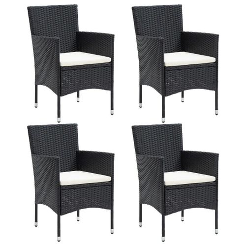 Prolenta Premium - Chaises À Manger De Jardin Lot De 4 Résine Tressée Noir