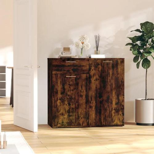 Prolenta Premium - Buffet Chêne Fumé 80x36x75 Cm Bois D'ingénierie