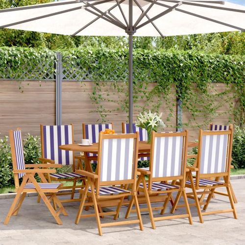 Prolenta Premium - Chaises Inclinables De Jardin Lot De 8 Tissu Et Bois Massif