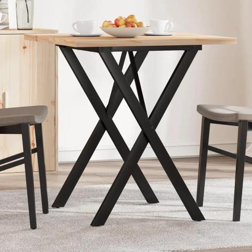 Prolenta Premium - Table À Manger Cadre En X 70x70x75,5cm Bois De Pin Massif Acier